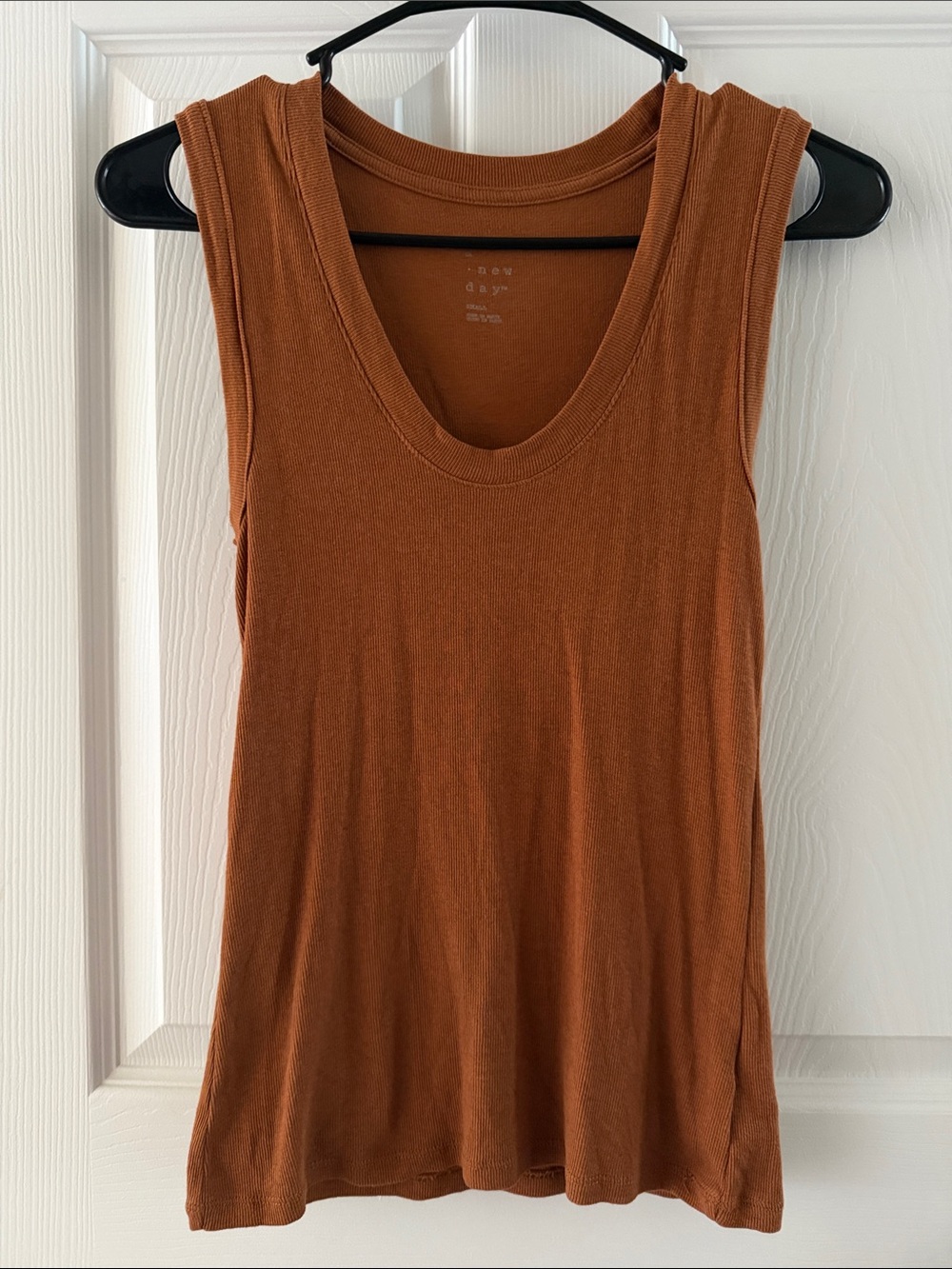 A New Day Sleeveless Rib-Trim Tank Top - Rust Colored, Women’s Small